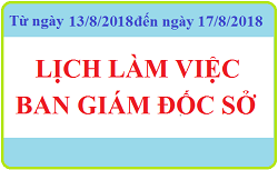 Lịch làm việc BAN GIÁM ĐỐC SỞ (Từ 13/08/2018 đến 17/08/2018)