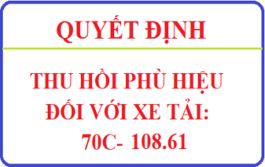 Thu hồi phù hiệu xe tải đối với xe 70C-108.61 của HTX dịch vụ vận tải Đồng Tâm do vi phạm quá tải trọng quy định.