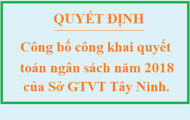 Quyết định về việc công bố công khai quyết toán ngân sách năm 2018 của Sở Giao thông vận tải Tây Ninh