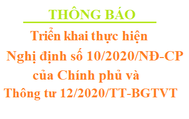 V/v triển khai thực hiện Nghị định số 10/2020/NĐ-CP của Chính phủ và Thông tư 12/2020/TT-BGTVT